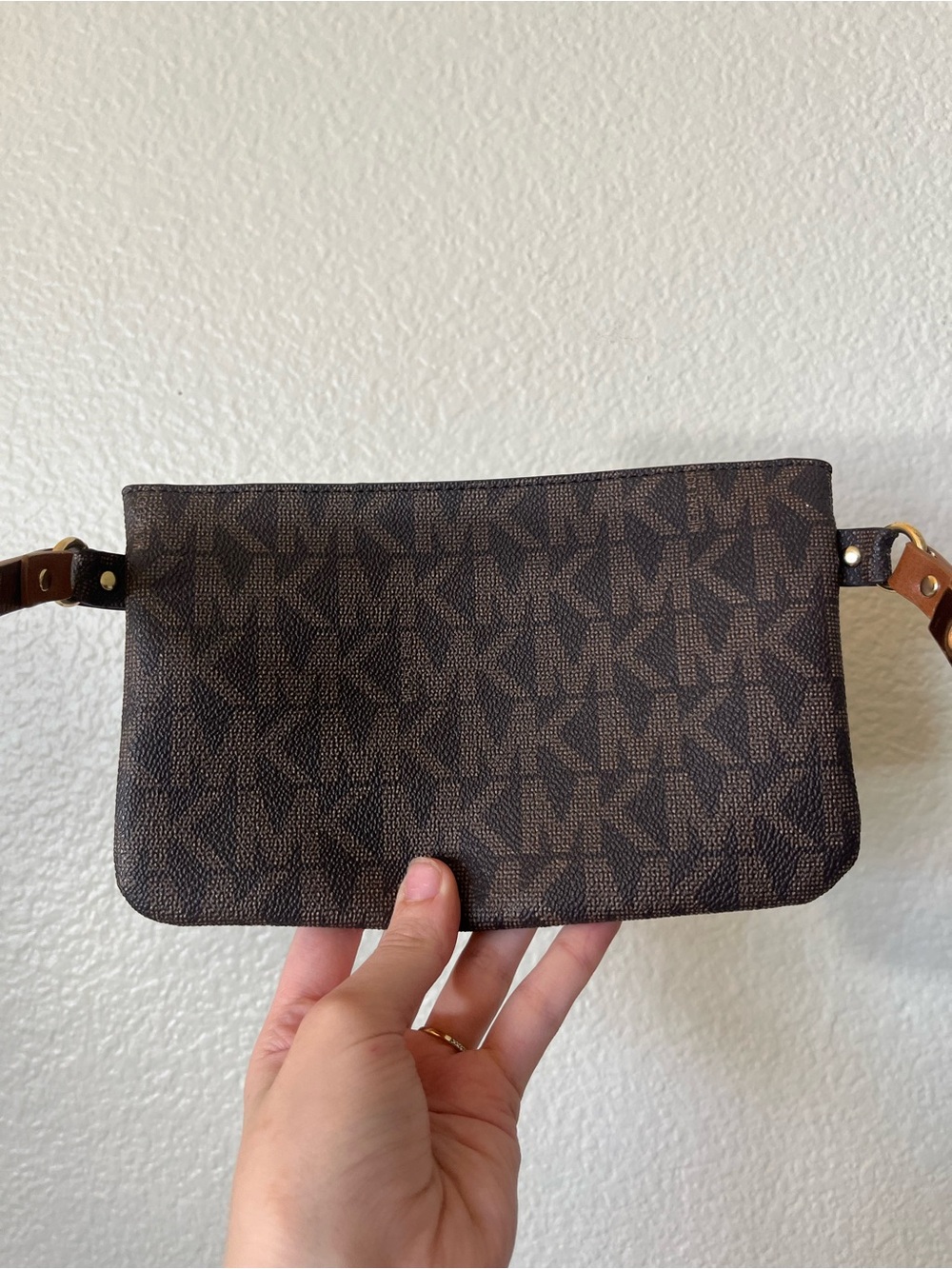 Michael Kors Brown Monogram Chain Wristlet with Gold Hardware - Picture 7 of 7